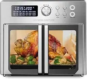 [Kitchen Couture] Air Fryer 25 Litre Oven French Door | Stainless Steel | 22 Preset Functions | Extra Large Capacity | Air-Circulation Technology | Temperature Control Up To 200 Degrees Celsius | Silver