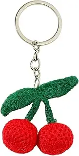 [POYAMUSE] Lovely Plush Cherry Charm Keychain, Enamel Sequin Cherry Keychain for Women Girls Sweet Style Bag Key Decoration