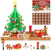 Advent Calendar 2024 Christmas Tree and Scene Toy Building Sets with LED Light,