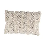 Maine & Crawford Anastania 60x40cm Tassel Pom Pom Cushion Pillow Rectangle Cream