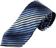 [Zasel] Mens Shades Of Blue Striped Patterned 8cm Neck Tie Light Blue, Baby Blue, Blue, Navy, Black, White