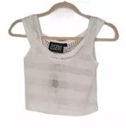 LF BSBW White Woven Knit Sleeveless Crop Top with Fish Net Small MSRP $108 NEW