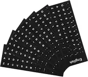 Angoily 6 Sheets Keyboard Stickers Office White Letters Stickers Keyboard Key Vinyl Laptop Magnetic Letter Computer Accessories PVC Black