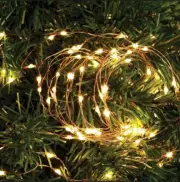 200 LED 20M WARM WHITE SOLAR COPPER WIRE STRING LIGHTS AMBIANCE