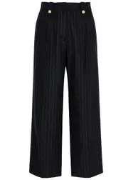 3.1 Phillip Lim Pinstripe Cropped Wool-blend Trousers - Black - 8 (UK12 / M) 8 (UK12 / M)