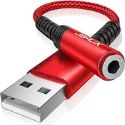 JSAUX USB to 3.5mm Jack Audio Adapter，USB to Audio Jack Adapter Headset，USB A to 3.5mm TRRS 4-Pole Female, External Stereo Sound Card for Headphone, Mac, PS4, PC, Laptop, Desktops and More -Grey/0.6FT