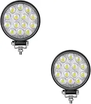 4 Inch 42W LED Work Light Offroad Car 14LED Truck Tractor Boat Trailer 4x4 ATV SUV 12 24V Spot Flood Round Driving Light Lamp Assembly(2pcs)