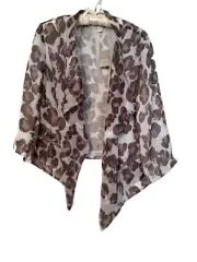 Chico's Linen Drape Jacket Size 1 Medium Sexy Open Draped Front Sheer Lined #30