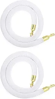 2 Pcs White Velvet Stanchion Rope, Crowd Control Rope Barrier with Polished Gold Hooks, for Red Carpet Events, Car Shows, and Upscale Affairs (Size : 150cm/4.9ft)