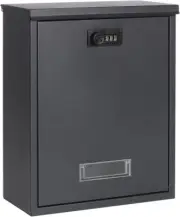 Locking Mailbox Wall Mount Combination Lock Drop Box Large Capacity Black NEW