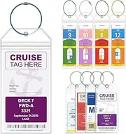 [COCKLECREEK] Travel Essentials Cruise Luggage Tags 8 Pack (2 Sizes) - Clear Waterproof Holders with Zip Seal for Carnival, NCL, Princess & MSC Cruise Ships Essential Cruise Accessories