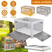 27-124L Foldable Storage Container 5 Sides Open Stackable Top Lid Transparent AU