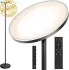 30W LED Floor Lamp 3000LM Dimmable Torchiere Remote & Timer 4 Color Temps Black