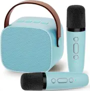 IROO Mini Karaoke Machine for Kids, Portable Bluetooth Speaker 2 Mic Blue