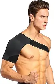 Right Shoulder Compression Support Brace, Neoprene Arm Stabilizer Sleeve for Pain Relief, Rotator Cuff Injury, and Post-Surgery Recovery, Adjustable Strap for Men & Women
