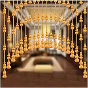 Beaded Door Curtain, Wooden Bead Curtains for Doorways, Door String Curtain, Hippie Window Beads, Beaded Room Divider for Doorways Door Entrance, Window, Closet, Room Divider(Yellow,35 Strings)