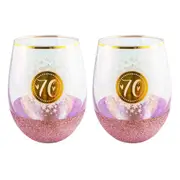 2PK Glitterati 70 Celebration Stemless Wine/Alcohol Glass 600ml Drinking Tumbler
