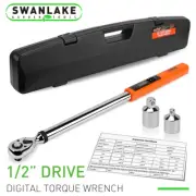 1/2" Digital Ratchets Torque Wrench 1/4 & 3/8 Adapter Kit Reversible 25-250ft.lb