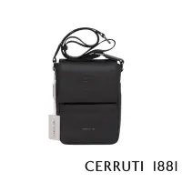 在飛比找momo購物網優惠-【Cerruti 1881】義大利頂級小牛皮肩背包(黑色 C
