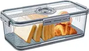 Bread Bin,Bread Storage Container Airtight,Bread Box for Kitchen Countertop Airtight,Time Recording Bread Box with Lid,Food Storage Container for Bread, Toast, Scone, Pastry, Cookies, Veggie(Gray)