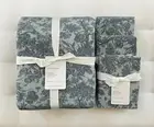 Pottery Barn SORREL TOILE JACQUARD Duvet King/Cal King & 3 Euro Shams Dark Blue