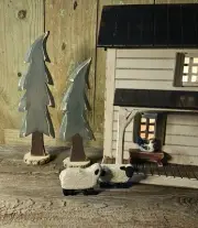 Hand Carved Pine Trees, Wind Blown Pine Trees, Christmas Trees, Carved