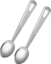 Serving Spoons Stainless Steel 2 Pcs - Large Cooking Spoon with Long Handle - Kitchen Spoons for Home & Restaurant - Metal Serving Spoons for Cooking, 13 Inch