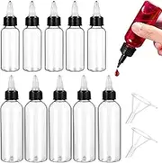 Luxshiny Mini Squeeze Bottle10PCS Sauce Bottle with Pointed Tip Clear Squeeze Sauce Bottle Condiment Dispensing Bottles with 2PCS Funnels for Sauces Ketchup Cookie Decorating (100ml + 60ml)