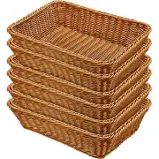 6 Pcs 17.7 Inch Poly Wicker Bread Basket Woven Bread Baskets Rattan Fruit Bas...