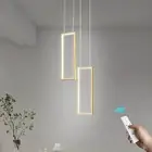 Modern Kitchen Pendant Light Fixture Gold 18W LED Pendant Light 2 Rings Recta...