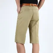 Men's Dress Shorts Work Shorts Capri Pants Solid Color Wrinkle Resistant Calf-Length Casual Weekend Casual Black Army Green High Waist Micro-elastic