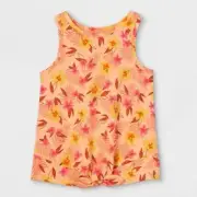 Toddler Girls' Floral Tie-Front Tank Top - Cat & Jack Light Peach 18M