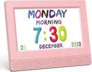 Kids Digital Alarm Clock Colorful, 7" Large LED Time Display 7 inch, Pink