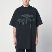 [Balenciaga] T-shirt over 3B Liquified black washed 2 Black