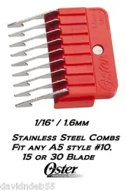 OSTER STAINLESS STEEL Blade ATTACHMENT GUIDE 1/16"COMB*Fit A5,Andis AGC Clipper