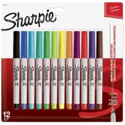 Sharpie Permanent Markers Ultra Fine Point Assorted Colors 12 Count