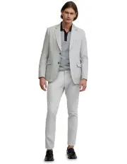 [Oxford] Blake Linen Blend Blazer in Grey