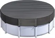 16 Ft Round Pool Cover for Metal Frame Above Ground Pools - Upgraded Windproof Design Compatible with Intex/Bestway Frame Above Ground Outdoor Swimming Pool (Black)