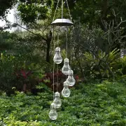 Solar Wind Chimes Hanging with 6 Cracking Edison Bulbs Special Garden Light D...