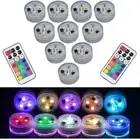 10Pcs 1.5" Mini Submersible RGB LED Lights, Battery Operated, Pool Pond