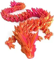 Flavery 3D Printed Dragon - 24 inch Dragon Fidget Toy, Pearly Sheen Articulated Dragon, 3D Printed Gift for Birthday, Figurine Decor(Red Mix Gold