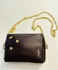 YSL - Yves Saint Laurent Beaute Crossbody Gold Chain Burgundy Makeup Clutch Bag