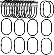Metal Oval Shower Curtain Rings - 24Pcs Decorative Hooks for Shower Rod