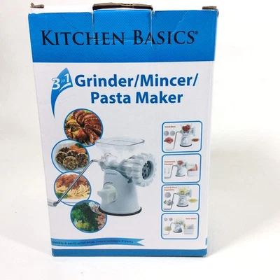 Kitchen Basics 3 N 1 Manual Meat and Vegetable Grinder Mincer, 3 Size Sausage...