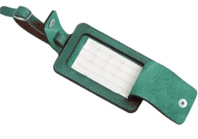 cow Leather travel luggage baggage ID name card tag case holder bag green 843