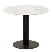 Raimon Furniture Rafael Round Dining Table With Marble Effect 90cm - Black Metal Frame - White Sevella