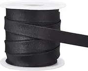 BENECREAT 13.5 Yard Satin Bias Tape, 0.47inch Wide Double Fold Satin Binding Bias Ribbon for Cheongsam Decoration, Clothing Seaming Piping, Black
