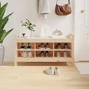 Hall Bench Solid Wood Pine, 110x40x60 cm, Shoe Storage Organizer, Entryway Rack, Front Door Cabinet, Entry Shelf, Hallway Furniture, Narrow Seat, Small Table