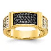 14k Yellow Gold Men's Black and White Diamond Ring Mounting