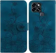 Compatible with Tecno Pop 4 4G Flip Kickstand Cover,Compatible with Tecno Pop 4 4G Card Slot Wallet Case Blue